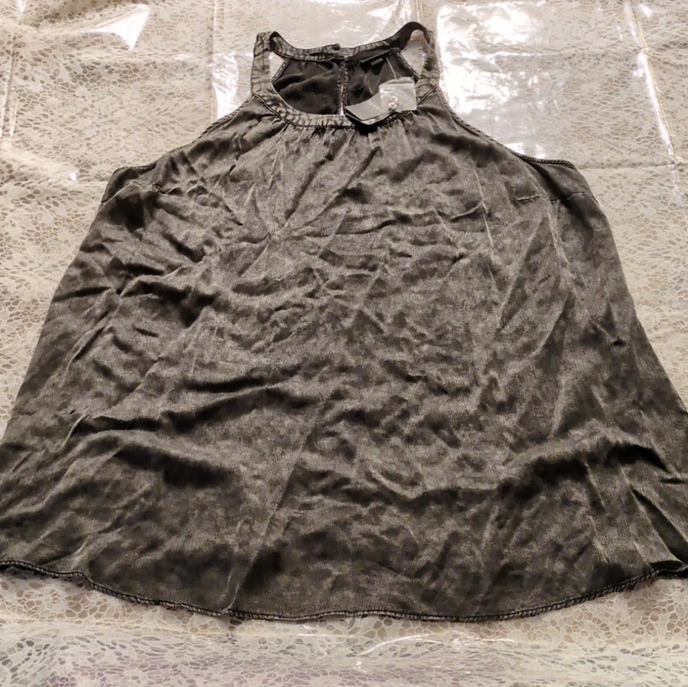 NWT Torrid Gray Mineral Wash Satin Charmeuse Goddess Neck Top Blouse Women's 0 L